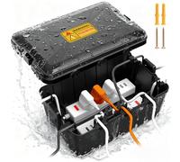 Weatherproof Outdoor Electrical Connection Box, IP54 Rated, 32 x 21.2 x 13.2cm, Waterproof Enclosure for Holiday Lights, Extension Cables, Garden Tools, LED Strips, Black