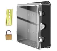 Weatherproof Outdoor Electrical Junction Box, IP65 Plastic Electrical Enclosure for Wifi Electronics, Junction Box Plastic with Rail, Lock, Wall Mounting Hole(Black,32x13x45cm)