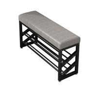 Weatherproof Outdoor Garden Bench with Double Layer Shoe Rack PaddeSeat for Apartment Balconies Entryway Storage Metal Design