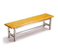 Weatherproof Outdoor Metal Bench - Backless Stainless Steel e with Solid Wood Slat Seat for Patio Garden Porch Yard Commercias (Yellow 70.86"/180cm)