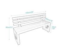 Weatherproof Outdoor Metal Garden Bench with Backrest 150cm/59in Patio Seating for Park Yard Picnic Front Porch and Backyard - Stylish Purple Design
