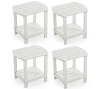 Weatherproof Outdoor Side Table 2 Tier Patio End Table for Firepit Balcony Garden Poolside Easy Maintenance