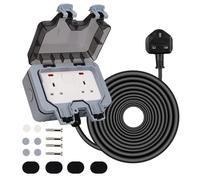 Weatherproof Outdoor Socket IP66 with 25M Extension Lead, Wall Electrical Outlets Box Switched Exterior Socket 13A with Indicator Light for Bathroom Garden Garage Yard (25M)