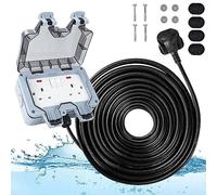 Weatherproof Outdoor Socket Waterproof Double Socket 5M Extension Lead IP66 Switched Wall Electrical Outlet 2 Gang Power Socket,Garden Outside Plug Sockets Cover Box (25m)