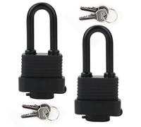 Weatherproof Padlock with Key, 2 Pack 30mm Outdoor Heavy Duty Long Shackle Pad Locks Laminated Steel with Weatherproof Cover Anticut for Garden Garage Gate Fence Marine Shed Yard School Safety