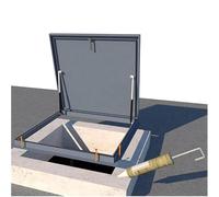 Weatherproof Roof Access Hatch, Square Steel Security Door with Pneumatic-Hydraulic Rods for Well Access and Escape, Galvanized for Durability