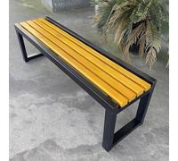 Weatherproof Solid Wood Garden Bench Rust-Proof Slatted Seat with Galvanized Steel Outdoor Fur for Basketball Courts 120x40x45cm