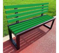Weatherproof Solid Wood & Metal Garden Bench - Outdoor Patio Seating with Backrest Perfect for Balcony Porch and Garden - Black & Green 40 x 150 cm