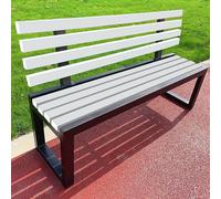 Weatherproof Solid Wood & Metal Outdoor Garden Bench Stylish Black & White Design Comfortable Backrest Patio Seating for Balcony & Porch 40 x 150 cm