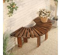 Weatherproof Solid Wood SemiCircular Garden Bench - Retro Patio Tree Seat for Outdoor Yard Deck & Lawn - Charming Backyard Furniture