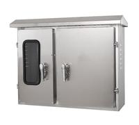 Weatherproof Stainless Steel Electrical Enclosure Box with Viewing Window - Double-Door Wall-Mounted Junction Box for Charging Station Protection