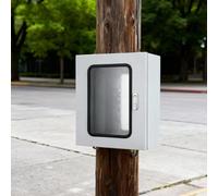 Weatherproof Steel Electrical Enclosure Box with Mounting Plate Tempered Transparent Window & Lock AntiRust for Wall/Floor Use (11.8x9.8x5.9")