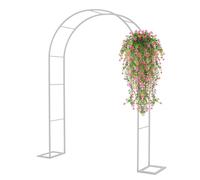 Weatherproof Steel Garden Arch with Thick Base, Supports Climbing Plants & Ivy, Heavy-Duty Decorative Trellis for Outdoor Garden (White, 80W x 200H cm)