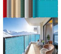 Weatherproof Sun Shade Sail 0.3 x 1m Breathable OutdoorEasy Install No Drill Balcony Protector Light Transparent with Grommets and Cord Blue
