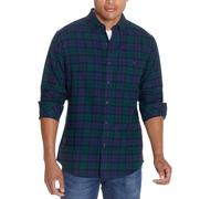 Weatherproof Vintage Mens Casual Soft Brushed Plaid Button-Down Flannel Shirt, Deep Sea, XXL