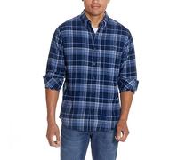 Weatherproof Vintage Mens Casual Soft Brushed Plaid Button-Down Flannel Shirt, Maritime Blue, XL