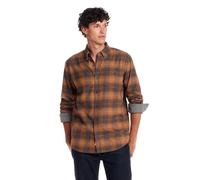 Weatherproof Vintage Mens Casual Soft Brushed Plaid Button-Down Flannel Shirt, Pumpkin Spice, Large