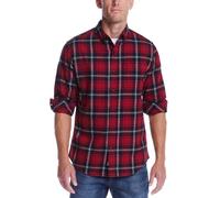 Weatherproof Vintage Mens Casual Soft Brushed Plaid Button-Down Flannel Shirt, Tango Red, XXL