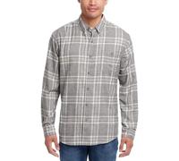 Weatherproof Vintage Mens Flannel Shirt - Regular Fit Cotton Plaid Shirts for Men, Casual Collared Neck Flannels for Men, Gray24, Medium