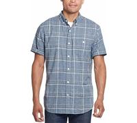 Weatherproof Vintage Mens Short Sleeve Woven Shirt, Dark Blue, XXL