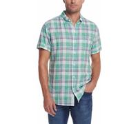 Weatherproof Vintage Mens Short Sleeve Woven Shirt, Green/Navy Plaid, XXL