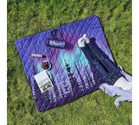 Weatherproof Vintage Portable Picnic Blanket (60in x 72in) - Foldable & Sandproof Beach & Camping Blanket - With Carry Strap (Stars)