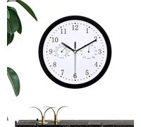 Weatherproof Wall Clock - Outdoor Temperature and Humidity Display Silent Non-Ticking Round Clock with Hygrometer Thermometer Classic Retro Design for Garden, Patio, Pool, Balcony