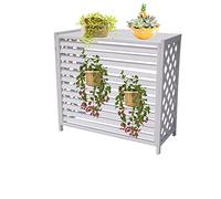 Weatherproof Wooden Air Conditioner Cover & Plant Stand Outdoor AC Protection with Central Louvers Available in Black White Brown - & Stylish Design