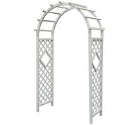 Weatherresistant Rose Arch Wooden Trellis for Climbing Plants, Arches, Outdoor Arbor, Climbing Support, Wedding Decoration, 120 x 215 cm, Litobnx, Blanc, Straight Iron feet 140 * 225cm