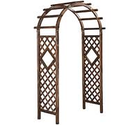 Weatherresistant Rose Arch Wooden Trellis for Climbing Plants, Arches, Outdoor Arbor, Climbing Support, Wedding Decoration, 120 x 215 cm, Litobnx, Brown, Straight Iron feet 120 * 215cm
