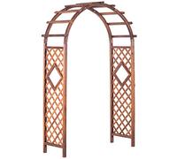 Weatherresistant Rose Arch Wooden Trellis for Climbing Plants, Arches, Outdoor Arbor, Climbing Support, Wedding Decoration, 120 x 215 cm, Litobnx, Orange, Straight Iron feet 140 * 225cm