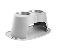 WeatherTech Double High Pet Feeding System - Elevated Dog/Cat Bowls - 10 inch High Light Grey (DHC6410LGLG)