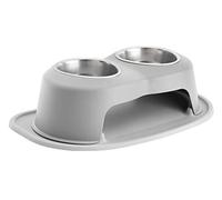 WeatherTech Double High Pet Feeding System - Elevated Dog/Cat Bowls - 6 inch High Light Grey (DHC3206LGLG)