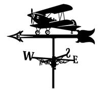 Weathervane,Airplane Weathervane Farmhouse Weather Vane, Garden Roof Mount, Wind Direction Indicator Kits Outdoor Metal Bracket Weather Vane Wind