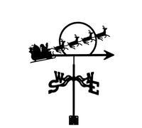 Weathervane Angler Train Reindeer Sleigh Stainless Steel Metal Products Weather Vane Measuring Tools Wind Direction Indicator Weather Vane for Outdoor Bracket Decor Craft