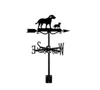 Weathervane Black Metal Dog Puppy & Cat Ornament Wind Direction Indicator Measuring Instrument Roof Installation Wind Vane Farm Scene Garden Deco Accessories, Dog & Puppy ~02 (Dog & Puppy ~01)