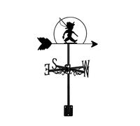 Weathervane Cast Iron Black Fishing Ornament Wind Direction Indicator with Roof Mount, Handcrafted Metal Decorations for Outdoor Garden Farm Yard,Fisher (Fishing Boy)