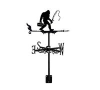 Weathervane Cast Iron Black Fishing Ornament Wind Direction Indicator with Roof Mount, Handcrafted Metal Decorations for Outdoor Garden Farm Yard,Fisher (Bigfoot Fishing)