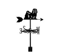 Weathervane Dog Ornament Black Metal Wind Vane Direction Indicator Home Roof Scene Garden Patio Yard Decor with Anti-Rust Coating,Lhasa Apso