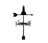 Weathervane Lighthouse Shape Ornament Wind Vane with Roof Mount Direction Creative Home Decor for Outdoor Farmhouse Yard Garden Gazebo(Style 4, Black) (Black Style 4)