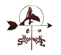 Weathervane Mermaid and Dolphin Stainless Steel Garden Stake Weather Vane Measuring Tools Wind Direction Indicator for Patio Yard Ornament Decoration Weathercock Nice decorations