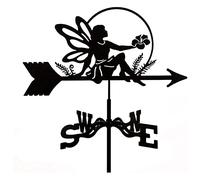 Weathervane,Metal Weathervane Fairy Weather Vane Wind Direction Indicator with Roof Mount Roof Garden Wind Vane Decorations for Outdoor Farm Yard Gazebo Measuring Tool(A)
