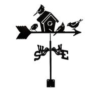 Weathervane,Metal Wind Vane, Animals Stainless Steel Weathervane Weathercock Wind Direction Indicator for Outdoor Iron Roof Garden Outdoor Yard Decoration(Bird House)