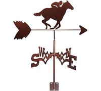 Weathervane Retro Stainless Steel Wind Vane Horse Racing Decoration Creative Wind Direction Indicator Outdoor Farm Garden Patio Yard Roof Ornament