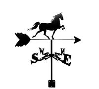 Weathervane Roof Mount Weather Vane Measuring Tools Wind Direction Indicator Stainless Steel Weathercock Satin Black for Outdoor Animal Bracket Decor Craft (Color : Steed horse)