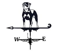 Weathervane,Rottweiler Dog Decorative Wind Vane, Black Stainless Steel Weather Vane, Retro and Durable Anti-Uv, Garden Mount Yard Decoration for Farm Retro Durable Scene, Romena Dog, with Stand