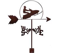 Weathervane,Vintage Style Weathervane Wind Vane Stainless Metal Weather Vane Wind Direction Indicator, Yard Garden Architecture Roof Measuring Tools Easy Use and Install(Snowmobile)