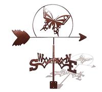 Weathervane with Animal Ornament, Metal Wind Direction Indicator Garden Stake Weather Vane Professional Measuring Tool Garden Yard Roof Mount Easy Use- Butterfly