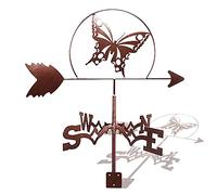 Weathervane with Animal Ornament, Metal Wind Direction Indicator Garden Stake Weather Vane Professional Measuring Tool Garden Yard Roof Mount Easy Use - Butterfly