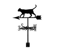 Weathervane with Farm Iron Cat Ornament Shaped Weather Vane Wind Direction Indicator, Yard Roofs Measuring Tools Outdoor Garden Decoration,Cat~E
